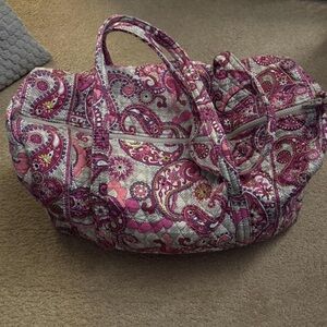 Vera Bradley Pink and Gray Paisley Travel Bag